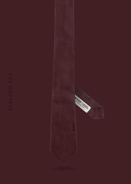 WEEF | Handmade Leather Skinny Tie No.1 – OXBLOOD RED