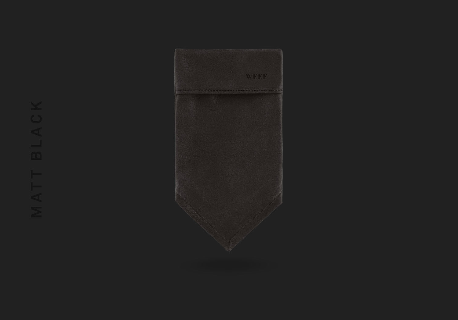 This matt black WEEF handmade leather pocket square is a great present or gift idea for dapper and stylish gentlemen for fathers day, valentines day or Christmas.